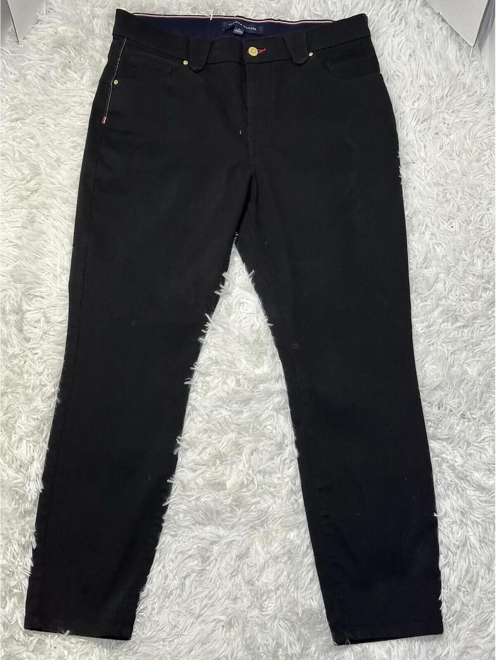 Tommy Hilfiger Madsion Stretch Slim Ankle Pants Womens 16 Black High Rise Zip